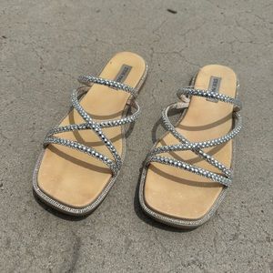 Steve Madden slide on bling jewel sandals sparkle